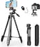 136cm Tripod for iPhone, Selfie Phone Tripod for Mobile, Aluminum Camera Tripod Stand with Carry Bag Wireless Remote Universal Phone Holder, Portable Travel Phone Stand for Video Recording
