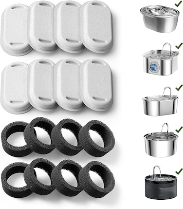 PETLIBRO 4/8 Packs Replacement Filters for Stainless Steel Cat Water Fountain PLWF003 &amp; PLWF006, 2/4 Months Set of Replacement Filters fot Pet Water Fountain Stainless Steel