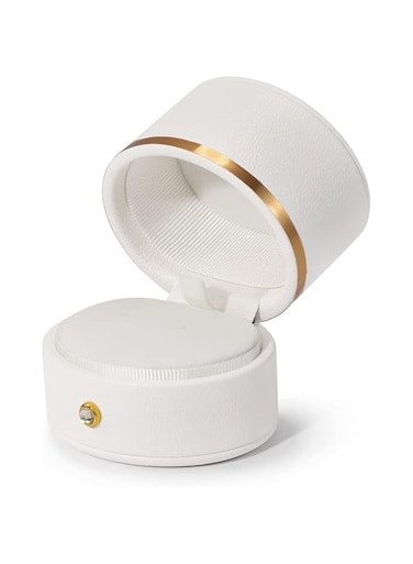 Oirlv Leather Ring Box Engagement Proposal Wedding Ring Gift Box Multifunctional Jewelry Boxes Earring Necklace Gift Box(White)
