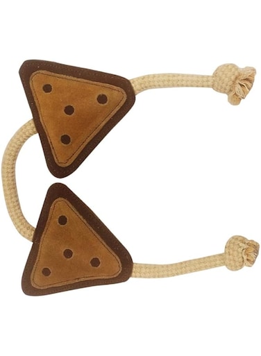 Double Triangle Shaped Premium Natural Suede Leather &amp; Rope Chew Toy for Medium to Large Dogs   Durable, Non-Toxic, Interactive Dog Toy for Chewing and Play