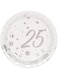 Creative Converting 8-Count 7-Inch Paper Dessert Plates, Foil, 25th Anniversary, Sparkle and Shine Silver, 7 Inches