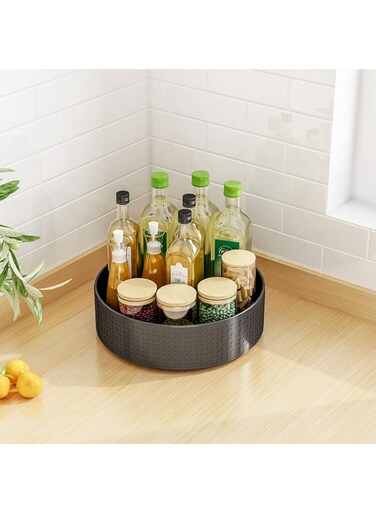 Belvery Lazy Susan Turntable Spice Rack Organizer Steel 360 Degree Rotatable Rack Stand for Kitchen Cabinet Kitchen Countertop Pantry Storage,1 Tier, Black