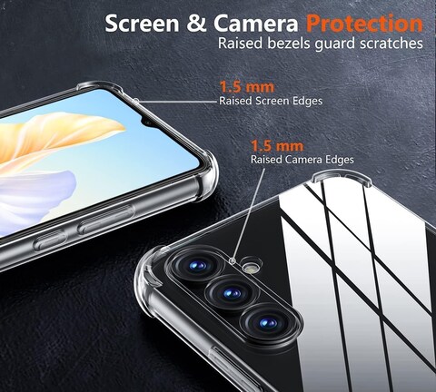 Muzz Compatible with Samsung Galaxy A16 Case and Tempered Glass Screen Protector [2 pack] Soft Bumper Anti-Scratch Silicone Phone Case Cover Transparent (Clear Case With Screen Protector)