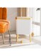 XAOSU 15L Trash Can with Lid, Modern Plastic Garbage Bin with Push Button, Dog Proof Slim Waste Basket for Kitchen, Bedroom, Living Room, Toilet, Office (Gold Edge)