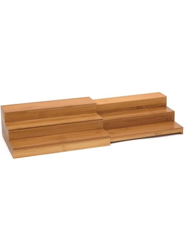 Lipper International 8807 Bamboo Wood Expandable 3-Tier Step Shelf Kitchen Organizer, 12" x 7-7/8" 4-1/4