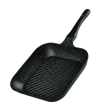 Sonex - Diecast Marble Grill Pan, 28 cm, Non-Stick, Raised Ridges, Cool-Touch Handle, PFOA-Free, Easy Clean, Black