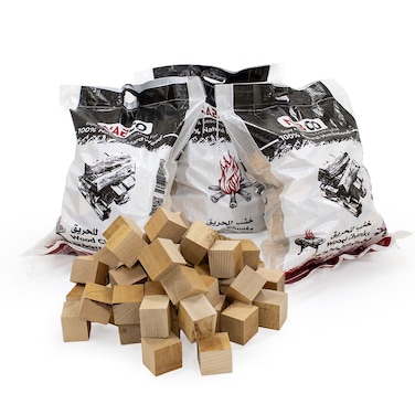 Kiln-Dried Hardwood Cubes 24KG (~ 42 Ltr) &ndash; 100% Natural Cooking Firewood for Pizza Ovens, BBQ &amp; Grilling   Low Smoke, High Heat, Ready to Burn