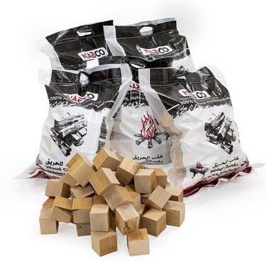 Kiln-Dried Hardwood Cubes 40KG (~ 70 Ltr) &ndash; 100% Natural Cooking Firewood for Pizza Ovens, BBQ &amp; Grilling   Low Smoke, High Heat, Ready to Burn