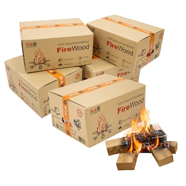 Premium Kiln-Dried Firewood Box &ndash; 60KG (~125L)   Ready to Burn Hardwood Logs   FireWood Ideal for Fire Pits, Pizza Ovens, Outdoor Cooking &amp; Grilling   Low Moisture, High Heat Output, 5 Fire wood Boxes