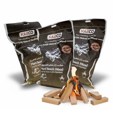 Kiln-Dried Beech Firewood 96 L (~ 45Kg) &ndash; Premium Hardwood Logs Ready to Burn, Perfect for BBQ, Pizza Ovens, Fire Pits &amp; Outdoor Grilling &ndash; 100% Natural Solid Wood, 3 Bags each 15Kg