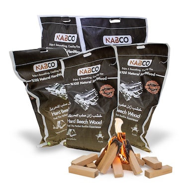 Kiln-Dried Beech Firewood 160 L (~ 75Kg) &ndash; Premium Hardwood Logs Ready to Burn, Perfect for BBQ, Pizza Ovens, Fire Pits &amp; Outdoor Grilling &ndash; 100% Natural Solid Wood, 5 Bags each 15Kg