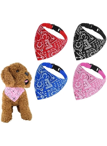 X spring Dog Bandana, 4PCS Triangle Scarf Collar Towel, Adjustable Accessories Cute Soft Cotton Puppy Pet Bandana, Washable Daily Handkerchief Comfortable Gifts for Small Medium Large Girl Boy Pup Pet