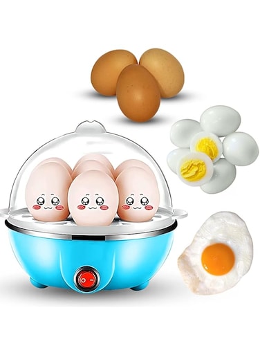 Toshionics Multifunction Electric 7 Eggs Poacher Fryer Cooker Boiler Steamer Maker Machine Cooking Kitchen Tools (Blue)