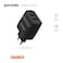 Porodo Dual USB Wall Charger, 2.4A Fast Charging, Dual USB Ports, Protective Safeguards, Type E/F - 2 Pin (EU Hybrid), Black
