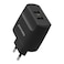 Porodo Dual USB Wall Charger, 2.4A Fast Charging, Dual USB Ports, Protective Safeguards, Type E/F - 2 Pin (EU Hybrid), Black
