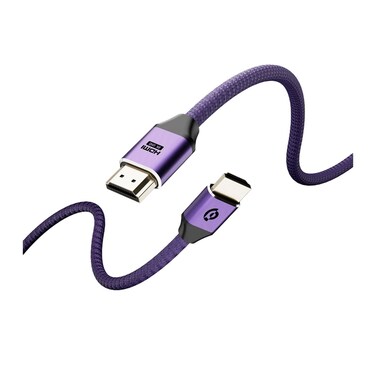 كابل بورولوجي HDMI إلى HDMI مضفر بطول 3 متر   يدعم دقة 10K، موصلات مطلية بالذهب 24K، نقل بيانات عالي السرعة، متين ومقاوم للتشابك، خفيف الوزن ومحمول - بنفسجي
