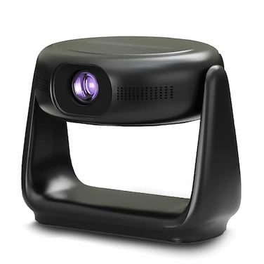 جهاز عرض محمول بدقة 300 Ansi Lumens عالي الدقة مع ذاكرة وصول عشوائي 1 جيجابايت ومساحة تخزين 8 جيجابايت وبطارية مدمجة وإضاءة LCD وجهاز عرض Powerology صغير - أسود