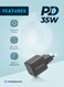 Powerology 35W Ultra-Quick GaN Charger, Type-C Output, PPS Technology, Fast Charging (5V/3A, 9V/3A, 12V/2.5A, 15V/2.33A, 20V/1.75A), Built-in Safeguards, Portable, EU Plug, Black
