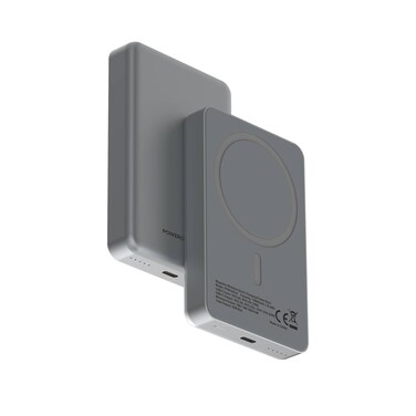 Powerology 10000mAh MagSafe Aluminum Power Bank with Battery Level Indicator, Lightweight Compact Design, Type-C Input &amp; Output, 15W Wireless Output, 10000mAh Capacity, Fast &amp; Simultaneous Charging