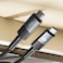 Powerology 240W Type-C to Type-C (USB 4.0) Braided Fast Charging Cable - Grey