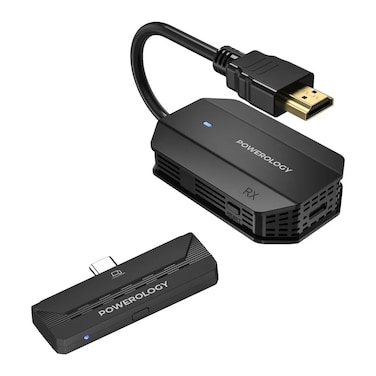 محول باورولوجي اللاسلكي HDMI Type-C، عرض فيديو وصوت بجودة عالية، استقبال وإرسال منخفض التأخير، مدى يصل إلى 50 متر، تصميم مسجل ببراءة اختراع، متين وصغير الحجم، متوافق مع أجهزة العرض - أسود
