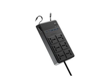 Powerology 2500W Power Strip with 6 AC Sockets & Built-in Retractable Cables, 5 USB Ports, 70cm Cables Length & 3m Power Cord Length – Black