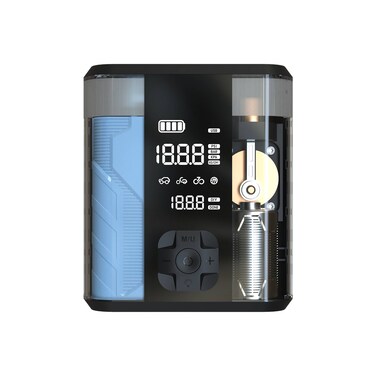 Powerology Multi-Functional Jump Start Air Compressor, 8800mAh Battery, 300A Start Current, 800A Peak Current, USB-C PD 20W, 4-150PSI Inflation Range, Clear
