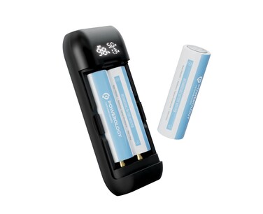 Powerology Battery Charger &amp; Power Bank, Digital Display, PD 18W + QC 18W, Simultaneous Charging, Built-In Safety, DIY Cell 10000+5000mAh, Intelligent Charge Management - Gray
