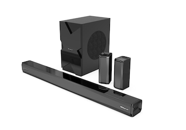 Powerology 5.1CH Home Theater Soundbar with Dolby Audio, 370W, BT 5.3, Wireless Subwoofer, Surround Sound, LED Display, USB, AUX, Optical &amp; TV (ARC) Input - Black
