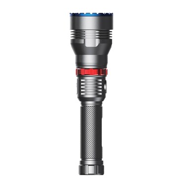 Powerology Rechargeable LED Flashlight with Power Bank Function, IPX7 Waterproof, 60 Hours Battery Life, 7000K Color Temperature, 920 Meters Beam Distance - Black