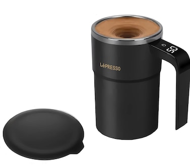 كوب ليبريسّو ستيرماجيك للتحريك التلقائي مع قضيب مغناطيسي قابل للفصل، شاشة عرض درجة الحرارة، تحكم باللمس، شحن تايب سي، سعة 380 مل، مواد ABS وفولاذ مقاوم للصدأ 304، أسود
