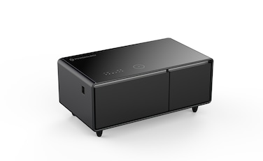 طاولة قهوة مع مكبر صوت HiFi وثلاجة بورودو 93 لتر، مكبر صوت 20 واط، بلوتوث 5.0، شاحن لاسلكي 15 واط، ثلاجة يسار 65 لتر (3~8°C)، ثلاجة يمين 28 لتر (-16°C)، USB-C، USB-A، تشغيل هادئ (36 ديسيبل)، أسود
