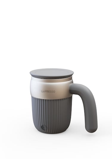 LePresso Auto Stirring Mug, 450mL Capacity, PP, ABS &amp; 316 Stainless Steel, Magnetic Rotor, Type-C Charging, 300mAh Battery, 1W Power, Automatic Stirring, Auto-Off, Gray
