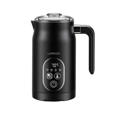 LePresso Four Froth Milk Frother, 270mL Heating Capacity, 140mL Frothing Capacity, 500W Power, Precise Temperature Control, 3-Pin UK Plug, Black
