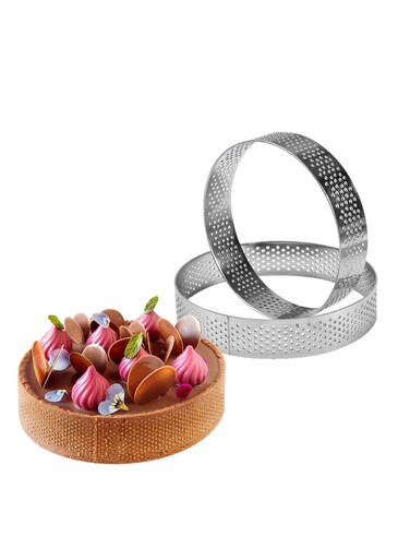 Piece Stainless Steel Tart Ring Perforated Cake Mousse Ring Round Pastry Cake Mold Baking Dessert Ring Baking Tools
