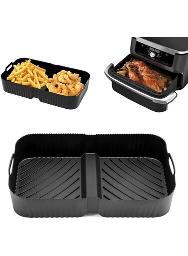 Muyaps Reusable Air Fryer Liners for Ninja Foodi DZ071, Air Fryer Silicone Liners for Air Fryer Basket, Food Grade Air Fryer Liners for Ninja Foodi 7QT, Air Fryer Basket Accessories
