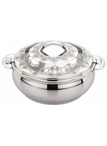 MARWA Stainless Steel Hotpot   Double Wall Insulated Casserole   Keeps Food Hot for Long Hours   Ideal for Rice, Curry &amp; Biryani Etching Finish- 1500ML