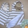 Kids Ocean Breeze Cover-Ups Poncho Beige White + Beach Bag