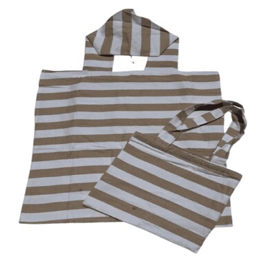 Kids Ocean Breeze Cover-Ups Poncho Beige White + Beach Bag