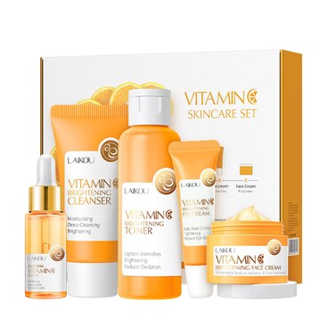 Skincare Gift Set for Teenage Girls,Vitamin C Skin Care Set - 5 Piece Gentle Skin Cleaning &amp; Care Travel Size Kit With Cleanser, Toner, Face Serum,Eye Cream,Face Cream Brighten Face Skin Care Kit