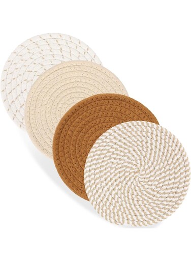 4 Pack Heat Trivets for Hot Dishes Pots and Pans Kitchen Hot Pads Pot Holders, Farmhouse Home Essentials for New Home, Fall Home Decor(7 Inch &iuml;&frac14;&OElig;Brown)