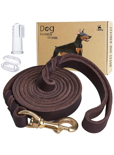 LWBMG Training Lead Handmade Braided 8 ft Genuine Leather Dog Training Leash Lead Burgundy