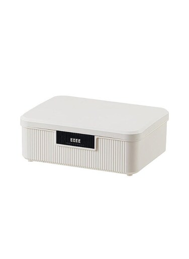 Storage Container Bin, 4.2 Gallon Capacity Organizer Box with Combination Lock, Heavy Duty Plastic Trunk, Multi-Purpose Item Organizer for Home &amp; Office (WHITE)