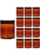 12-Piece Amber Round Glass Pot Jars With Lids Brown