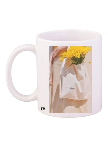 Flower Printed Coffee Mug White/Yellow/Beige