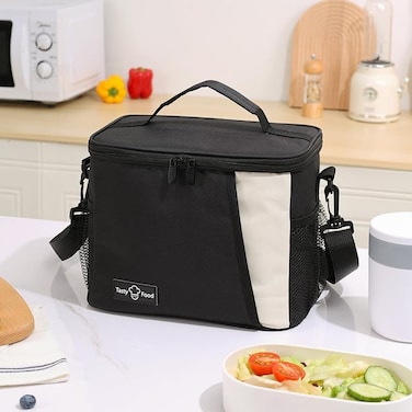 iCozzier Insulated Lunch Cooler Bag, Large Capacity Thermal Picnic Bag with Adjustable Shoulder Straps for Kids Women Girls Office,Pacnic,Camping - Black
