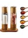2 Pcs Salt and Pepper Grinder, 8 Inches Wooden＆Acrylic Manual Design Spice Grinder Set, Pepper Mill, Kitchen Restaurant Grinding Tool for Sea Salt, Black Peppercorn, Spices (Include Pedestal)
