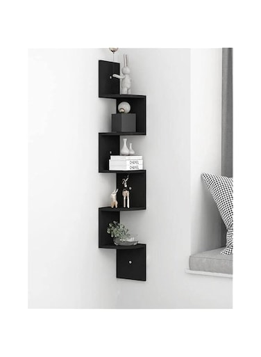 MIXDE Corner Shelf 5 Tier Shelves For Wall Storage, Easy-To-Assemble Floating Wall Mount Shelves For Bedrooms And Living Rooms, Espresso Finish (black)