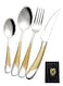 4 PCS Hammered Silver Gold Silverware Set, Kitchen Utensil Set, Tableware Cutlery Set, Knives Forks Spoons Set