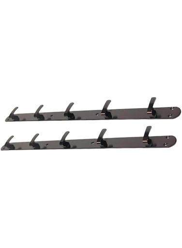 Robustline Multipurpose Wall Mounted Coat Hook on Plate (Khuty) for Clothes, Coats, Hats, Belts, Towels (2, Matt Black)